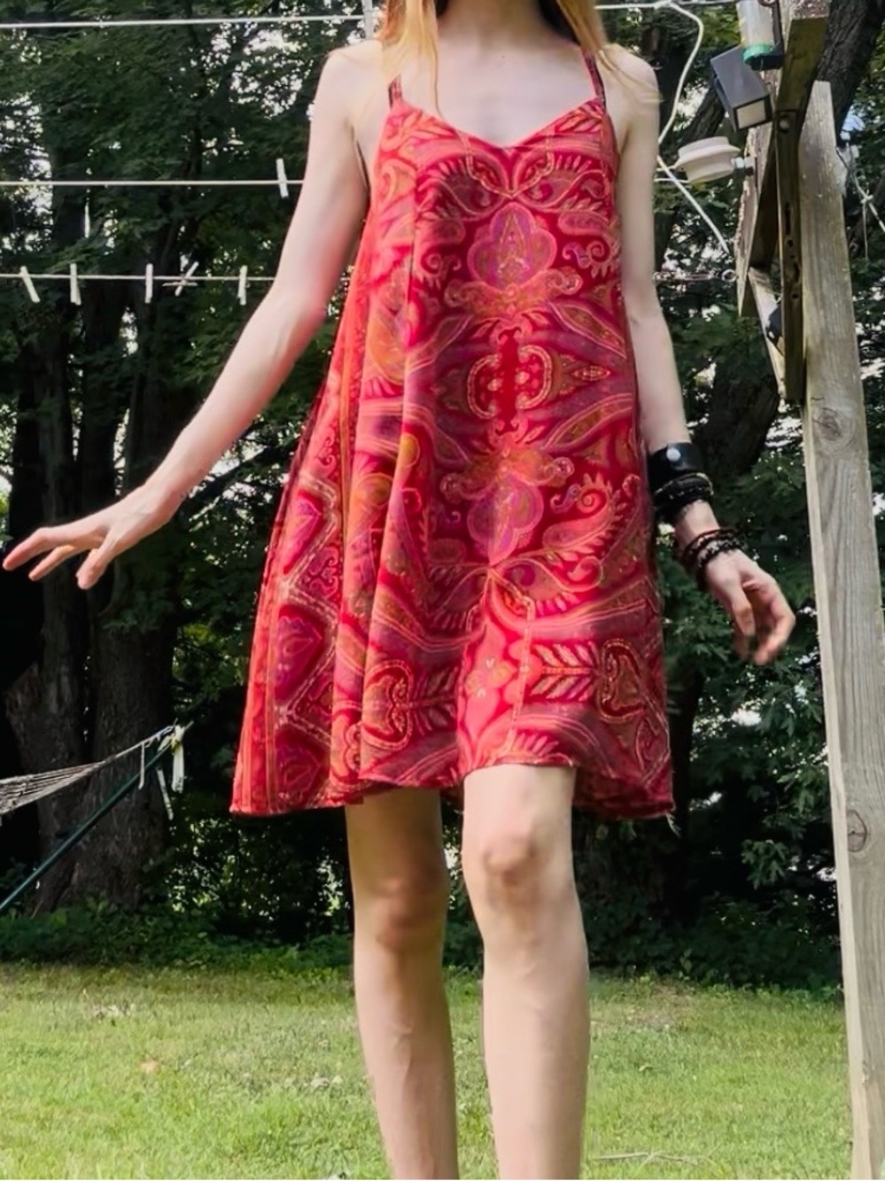 ASOS Red/Pink Paisley Slip Dress US4